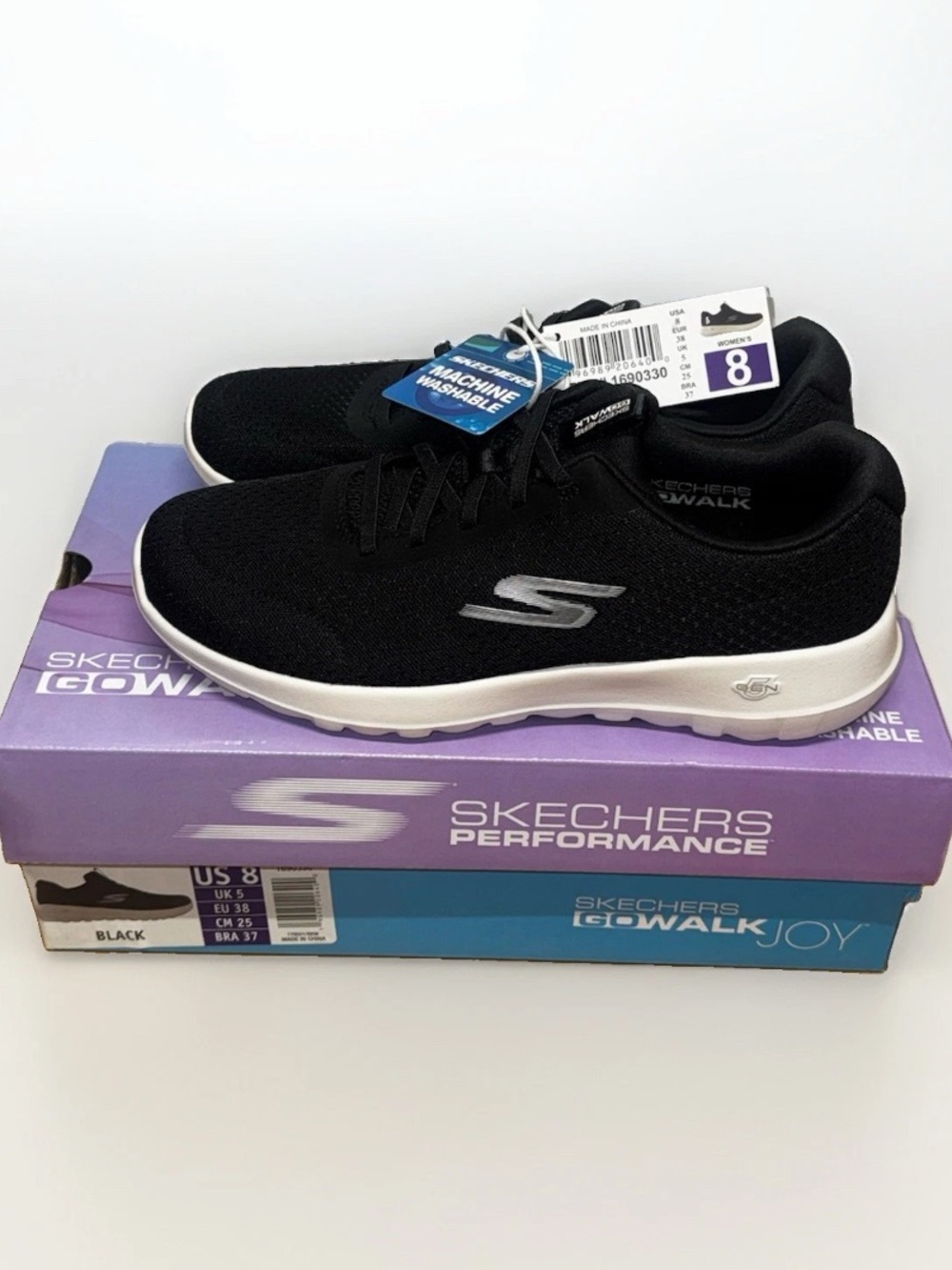 SKECHERS Performance GoWalk Joy women’s slip on shoe size 8 black fabric NWT